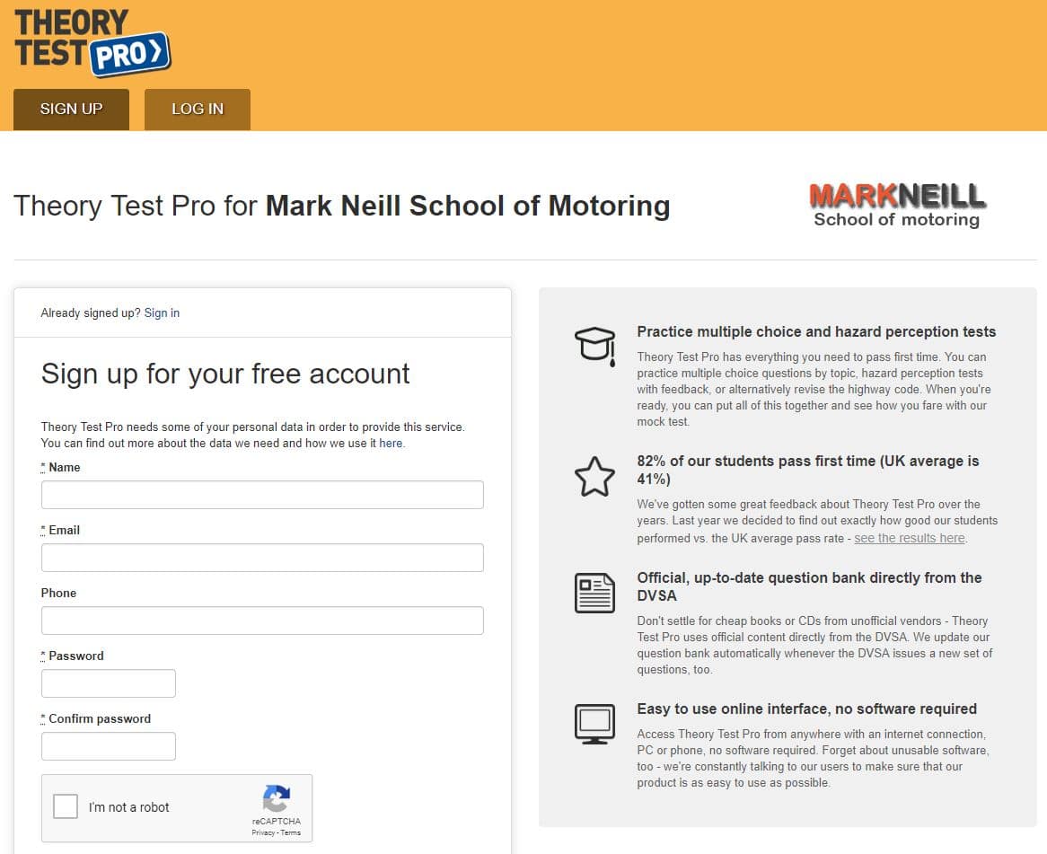Theory Test Pro Website